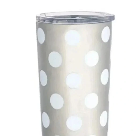 NEW Kate Spade Stainless Steel Mug, 24 Ounce Travel Tumbler White Dot - Picture 2 of 2